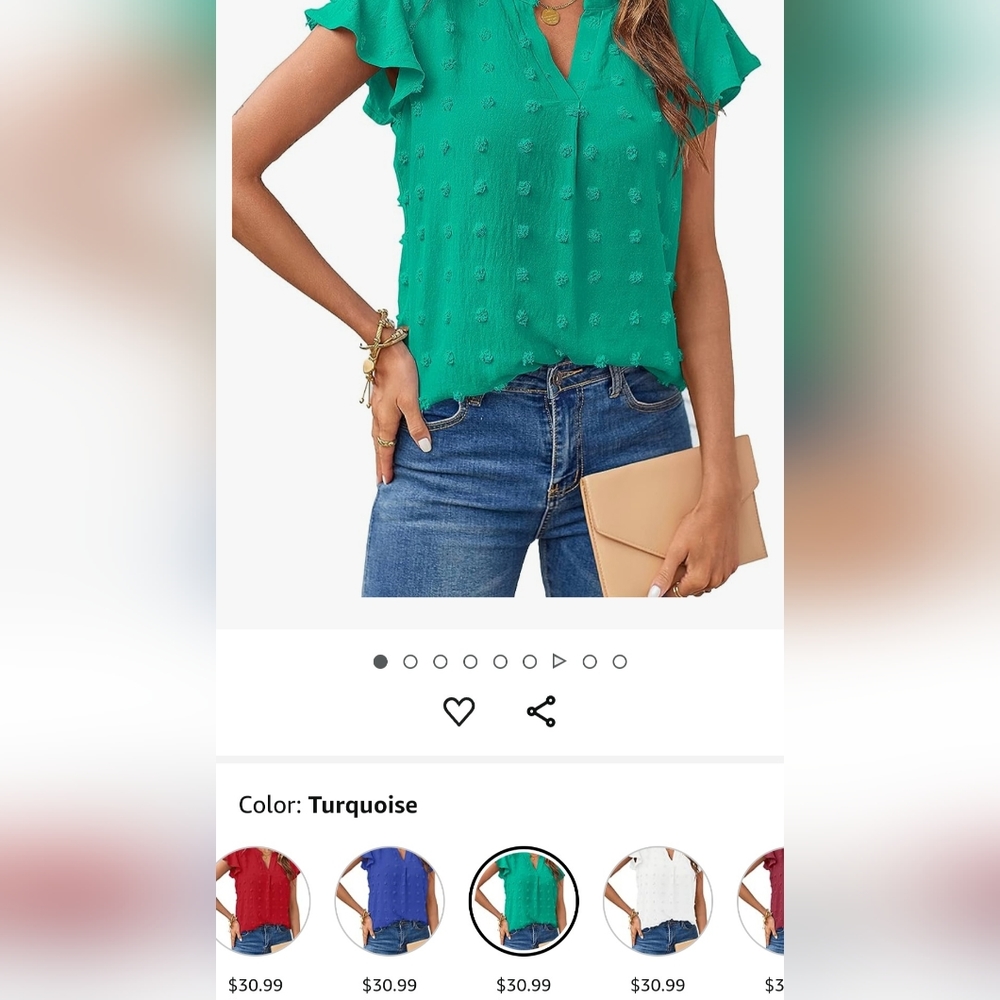 Turquoise Blouse with dots